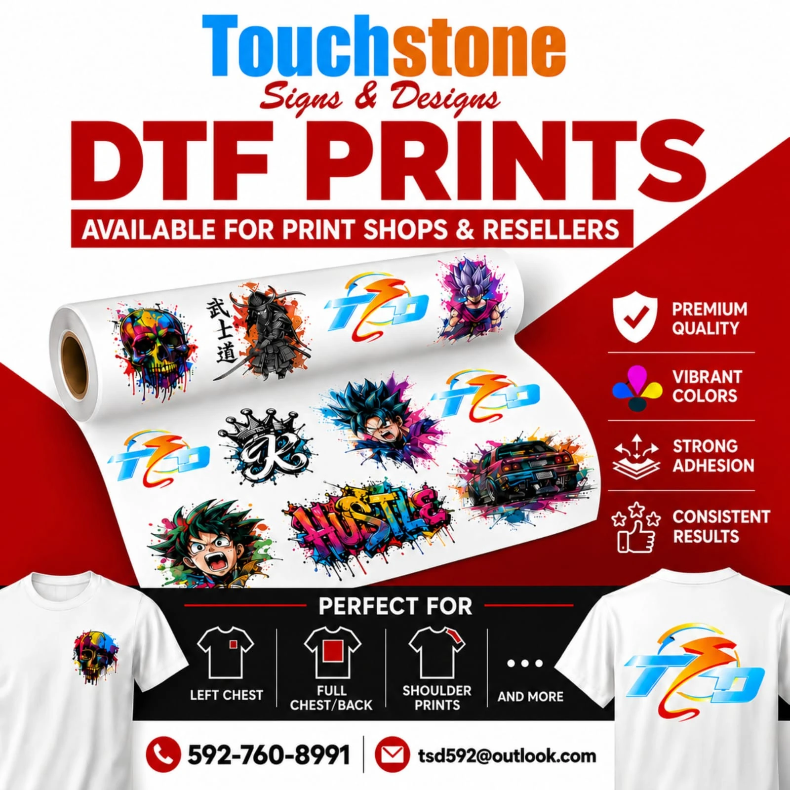 Touchstone wholesale DTF transfers for print shops and resellers